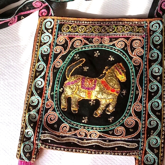Handmade Bag -India,Horse Embellished on Both sides NWOT - Picture 3 of 9